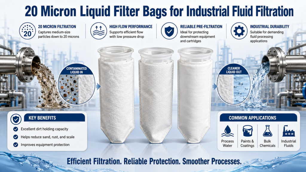 20 Micron Liquid Filter Bags for Industrial Fluid Filtration