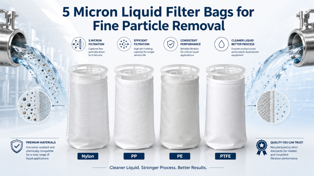5 Micron Liquid Filter Bags for Fine Particle Removal