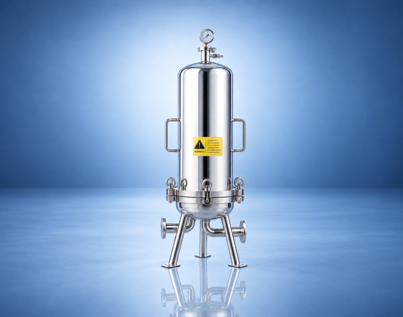 micron pleated cartridge filter housing for fine liquid filtration