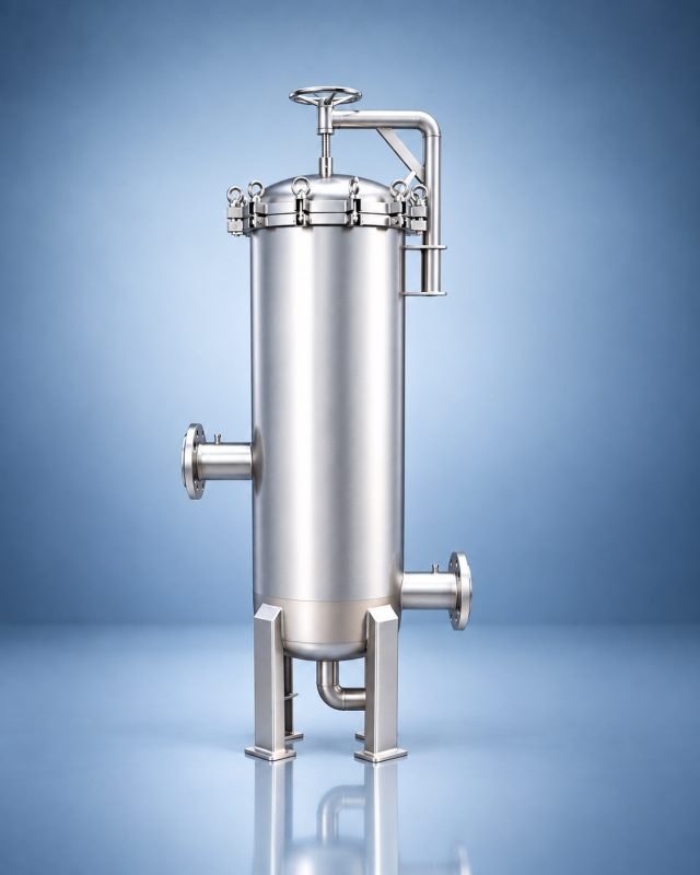 High-flow cartridge filter housing for large-flow industrial water and process filtration