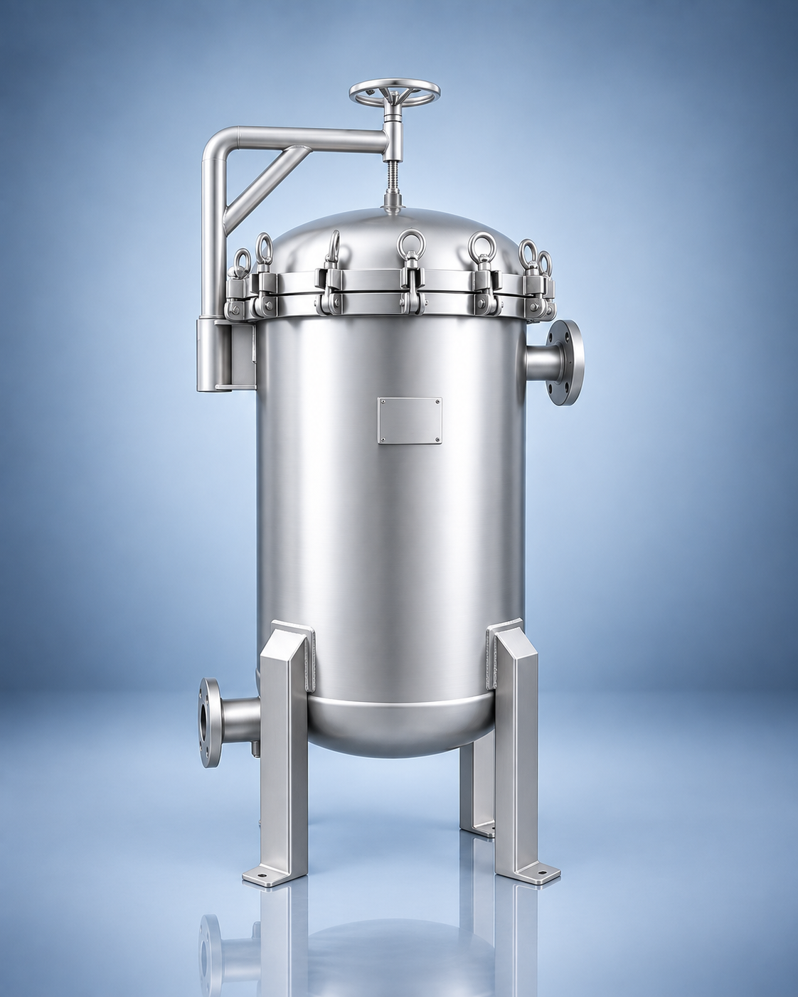 Multi bag filter housing for high flow industrial liquid filtration