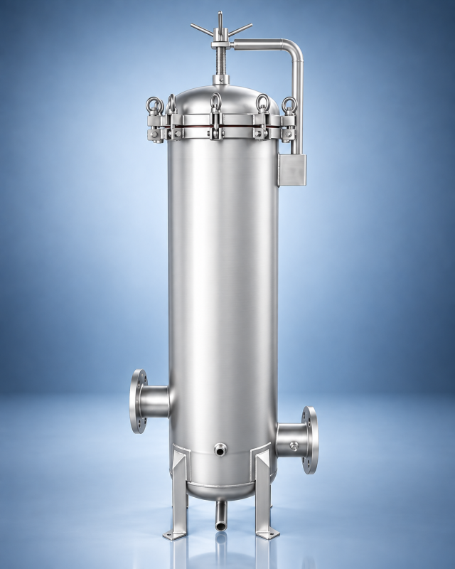 Precision safety filter housing for final equipment protection and polishing filtration